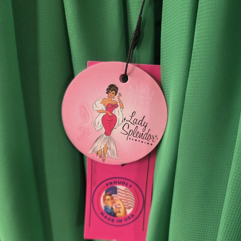 Lady Splendor Chiffon Dream Dress Emerald Green 2X NWT - Picture 9 of 13